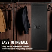 SUNCROWN 53" Wall Safe Cabinet,Biometric Fingerprint Hidden Safe with Digital KeyPad, Assembled Safe with 3 Removable Shelves