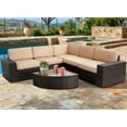thumbnail image 1 of SUNCROWN 6-Piece Outdoor Furniture Patio Sectional Set All-Weather Wicker Conversation Sofa, Light Brown, 1 of 7
