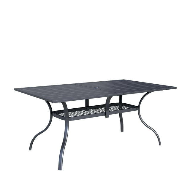 SUNCROWN 60"x37" 6 Seat Outdoor Dining Tables Patio Metal Rectangular