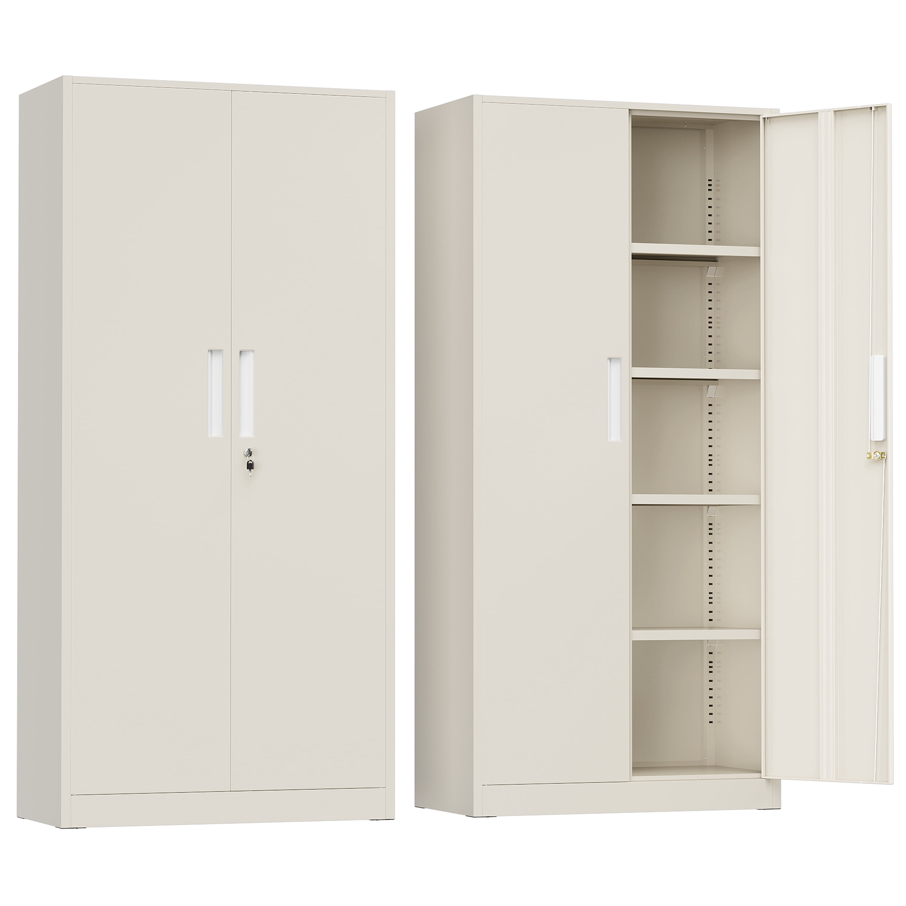 SUNCROWN  71 In Metal Storage Garage Cabinets with Locking Doors and Adjustable Shelves, Steel Storage Cabinet for Garage, Office, Classroom, Assemble Required(GRAY)