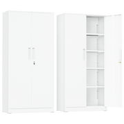 SUNCROWN  71 In Metal Storage Garage Cabinets with Locking Doors and Adjustable Shelves, Steel Storage Cabinet for Garage, Office, Classroom, Assemble Required(WHITE)
