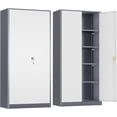 thumbnail image 1 of SUNCROWN 72" Metal Storage Cabinet - Heavy-Duty Metal Garage Cabinet with 4 Adjustable Shelves & 2 Doors for Tools, Office, Home, Workshop,Grey & White-Small, 1 of 9