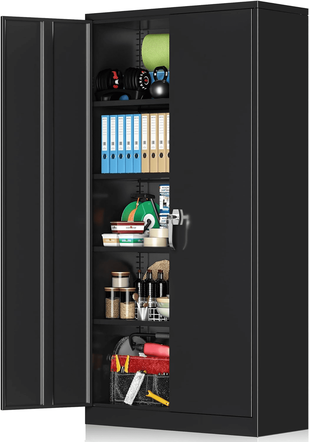SUNCROWN 72" Metal Storage Garage with 4 Adjustable Metal