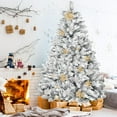 thumbnail image 1 of SUNCROWN 7ft Artificial Flocked Christmas Tree Unlit  Frosted Snow Christmas Tree Hinged Xmas Tree Holiday Decor for Indoor Outdoor, Foldable Metal Stand, White, 1 of 11