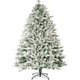 thumbnail image 1 of SUNCROWN 7ft Unlit Artificial Flocked Christmas Tree Xmas Pine Tree with Snow Flocked Hinged, Premium Frosted,Foldable Metal Stand,Easy Assembly Outdoor Indoor Holiday, 1 of 9
