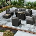 thumbnail image 1 of SUNCROWN 8-Piece Outdoor Patio Furniture Sofa Set All-Weather Wicker Sectional Conversation Set with Modern Glass Coffee Table, Cushions and Fire Pit Table, Grey, 1 of 7