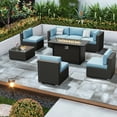 thumbnail image 1 of SUNCROWN 8-Piece Outdoor Patio Furniture Sofa Set All-Weather Wicker Sectional Conversation Set with Modern Glass Coffee Table, Cushions and Fire Pit Table, Haze Blue, 1 of 7