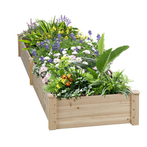 SUNCROWN 8ft x 2ft Outdoor Wooden Raised Garden Bed Elevated Planter Box Stand for Vegetables Fruits Herb Grow, Patio or Yard Gardening,Freestanding Garden Planter