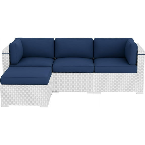 SUNCROWN 9 Piece Patio Furniture Cushions, Replacement Outdoor Cushions for 4-Seat Patio Couch, Cushions for Outdoor Sectional Sofa, Blue