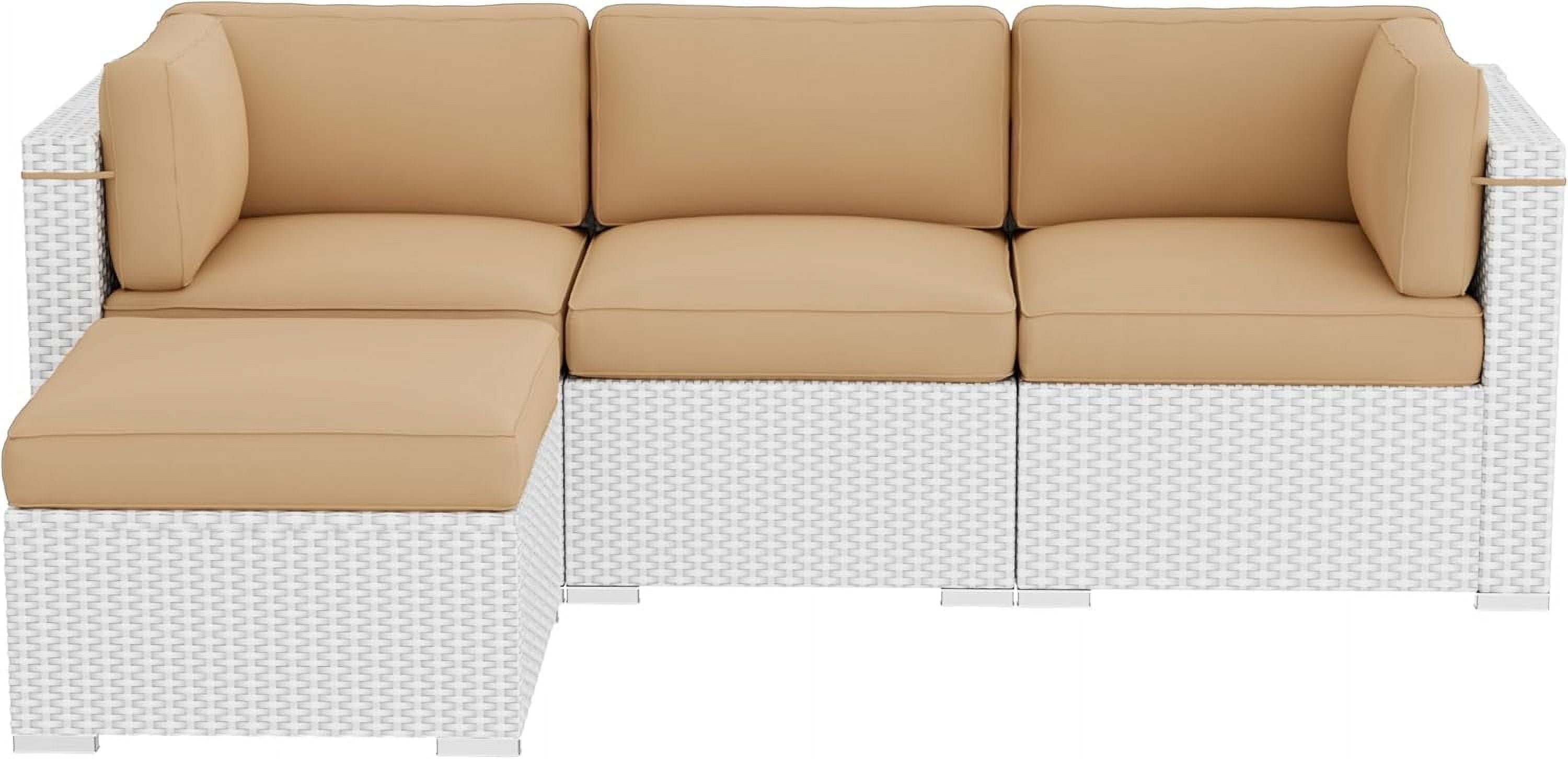SUNCROWN 9 Piece Patio Furniture Cushions, Replacement Outdoor Cushions for 4-Seat Patio Couch, Cushions for Outdoor Sectional Sofa, Brown