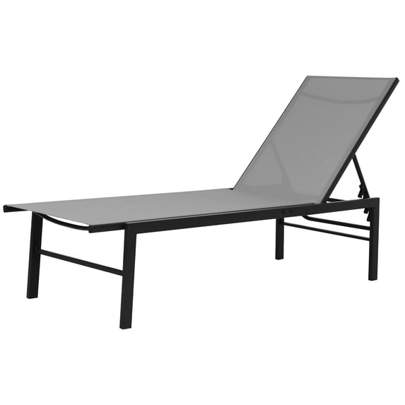 SUNCROWN Aluminum Outdoor Chaise Lounge Chair - 5-Position Adjustable Recliner with Full Flat Tanning Mode, Portable Design for Poolside, Patio, Deck, Backyard, Lawn & Beach, 1 Piece-Grey