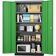 SUNCROWN 72" Metal Storage Cabinet, Locking Storage Cabinets with Doors and 4 Shelves, Tall Tool Storage Cabinet for Garage, Steel Lockable Cabinet Metal Locker for Home Office, Black Green