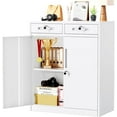 thumbnail image 1 of SUNCROWN Metal Storage Cabinet with Drawers, 36" H Steel Locking Storage Cabinet with Doors and Adjustable Shelves, Lockable Metal File Cabinets for Home Office, School, Garage (White), 1 of 8