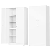 SUNCROWN Metal Storage Cabinet with Lock, 71" H Lockable Metal Storage Cabinet with Locking Doors, Steel Storage Lockers with Adjustable Shelves for Office, Home, Garage, Gym, School White