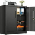 thumbnail image 1 of SUNCROWN Metal Storage Cabinet with Locking Doors, Lockable Cabinet with 2 Doors and Shelves, Black Cabinet with Lock, Small Steel Cabinet for Office, Garage, Home, Shop, 1 of 11