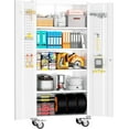 thumbnail image 1 of SUNCROWN Metal Storage Cabinet with Wheels,72” White Garage Storage Cabinet with Pegboards and Wheels, Rolling Tool Cabinet with Locking Doors and Shelves for Home,Basement, Kitchen Pantry,Warehouse, 1 of 7