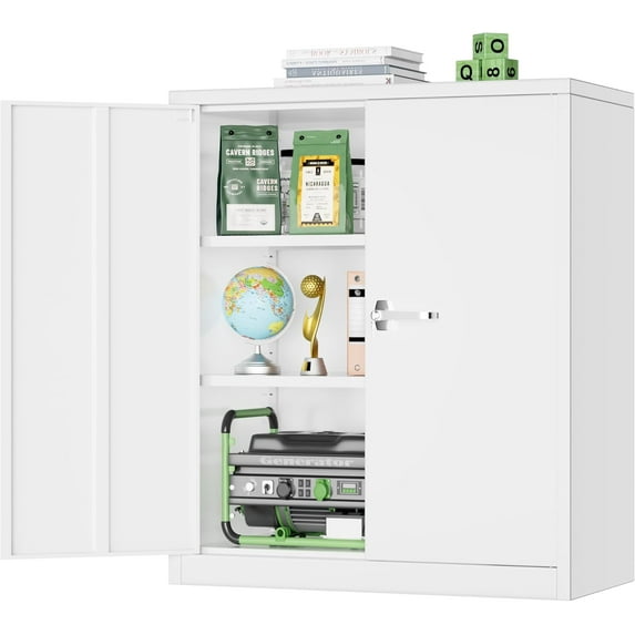 SUNCROWN Metal Storage Cabinets, 36”Locking Cabinet with Doors and Adjustable Shelves, Steel Utility Tool Garage Cabinets for Home, Office, Kitchen,Warehouse, White