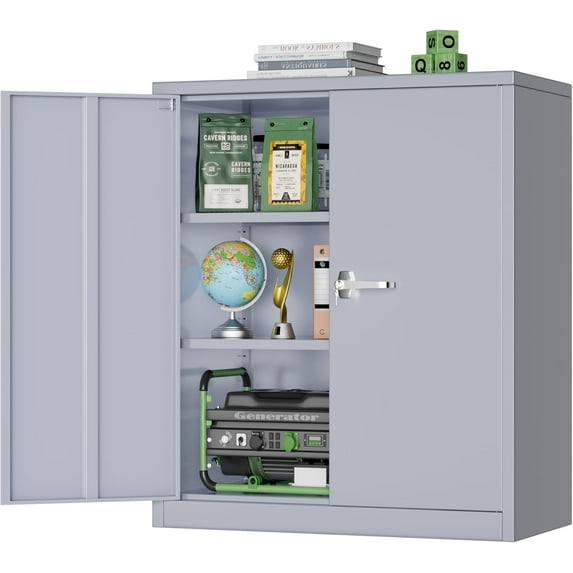 SUNCROWN Metal Storage Cabinets, 36”Locking Cabinet with Doors and Adjustable Shelves, Steel Utility Tool Garage Cabinets for Home, Office, Kitchen,Warehouse, Grey