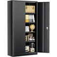 thumbnail image 1 of SUNCROWN Metal Storage Cabinets with Lock, 72" Locking Garage Cabinet with 2 Door and 4 Adjustable Shelves, Locking Tool Cabinets for Office,Home,Garage,Gym,School (Black), 1 of 9