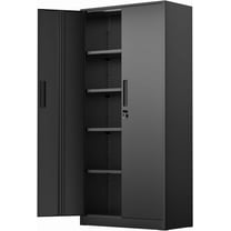 : SUNCROWN Metal Storage Cabinets with Lock, Tool Cabinet, 72" Locking Steel Storage, Tall Locker Organizer Garage Cabinets with 2 Doors and 4 Shelves for Home,Office,Warehouse,Garage