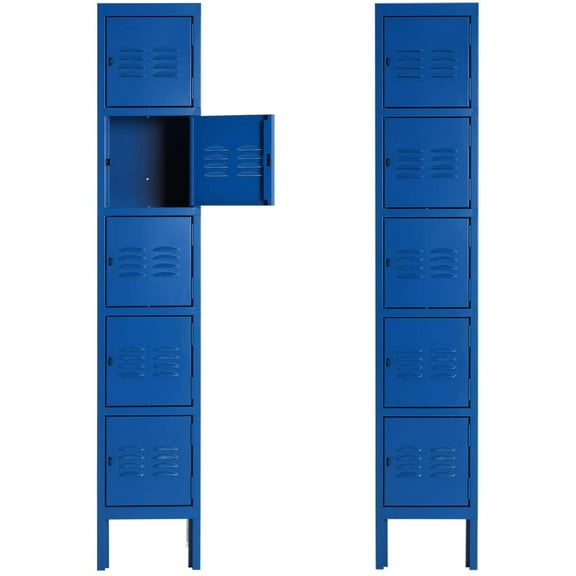 SUNCROWN Metal Storage Locker Cabinet with 5 Doors for Home Office School Gym, Blue