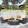 thumbnail image 1 of SUNCROWN Outdoor 6-piece Rattan Sectional Sofa Set Brown 5, 1 of 5