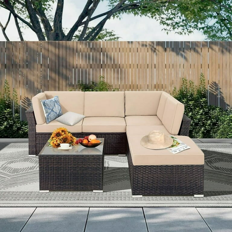 Suncrown outdoor patio furniture wicker sofa seat and glass coffee table hotsell