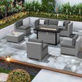 thumbnail image 1 of SUNCROWN Outdoor Patio Furniture Set 8 Piece Outdoor Sectional Sofa Grey Wicker Conversation Sofa Set with Coffee Table, Cushions and Fire Pit Table, Grey, 1 of 7