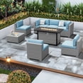thumbnail image 1 of SUNCROWN Outdoor Patio Furniture Set 8 Piece Outdoor Sectional Sofa Grey Wicker Conversation Sofa Set with Coffee Table, Cushions and Fire Pit Table, Haze Blue, 1 of 7