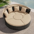 thumbnail image 1 of SUNCROWN Outdoor Rattan Round Retractable Canopy Daybed Patio Sofa Furniture Brown Clamshell Sectional Seating with Washable Cushions, 1 of 10