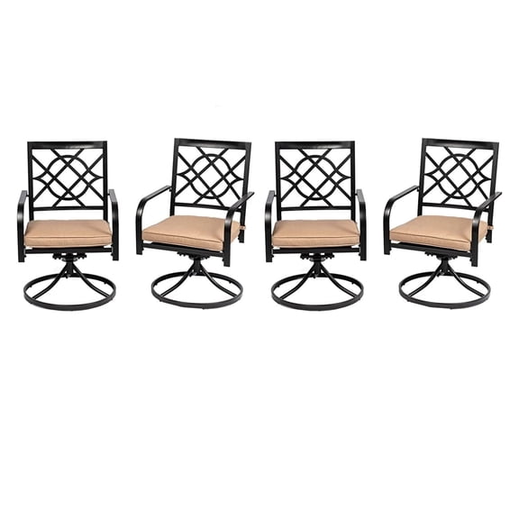 SUNCROWN Patio Swivel Chairs Outdoor Dining Rocker Chair, Metal Bistro Furniture Chair Set with Cushion for Garden Backyard Balcony, Set of 4 for Backyard, Lawn, Garden