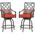 SUNCROWN Patio Swivel Chairs Outdoor Metal High Bar Stools Set of 2