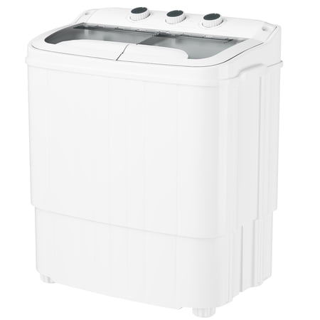 SUNCROWN Portable Washing Machine, 16lbs Portable Washer and Dryer Combo with Drain Pump, 2 In 1 Mini Compact Twin Tub Laundry Washine for Camping, Apartments, Dorms, RV (Grey)