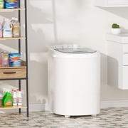 SUNCROWN Portable Washing Machine, 6.6lbs Single Tub Small Laundry Washer with Spin Basket, Semi-automatic Washer Machine for Apartment, Dorms, RV, Home Grey White