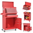 thumbnail image 1 of SUNCROWN 5-Drawer Rolling Tool Chest, Storage Cabinet with Detachable Top Tool Box, Tool Chest with Universal Lockable Wheels, Metal Tool Cart for, Workshop, Barbershop（Red）, 1 of 10