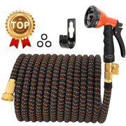 SUNDAN Expandable Garden Hose 100ft No Kink Flexible Water Hoses for Outdoor with 8-Pattern Spray Nozzle(Black/Orange)