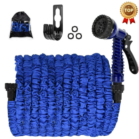 SUNDAN Expandable Garden Hose 75ft No Kink Flexible Water Hoses for Outdoor with 7-Pattern Spray Nozzle(Blue)