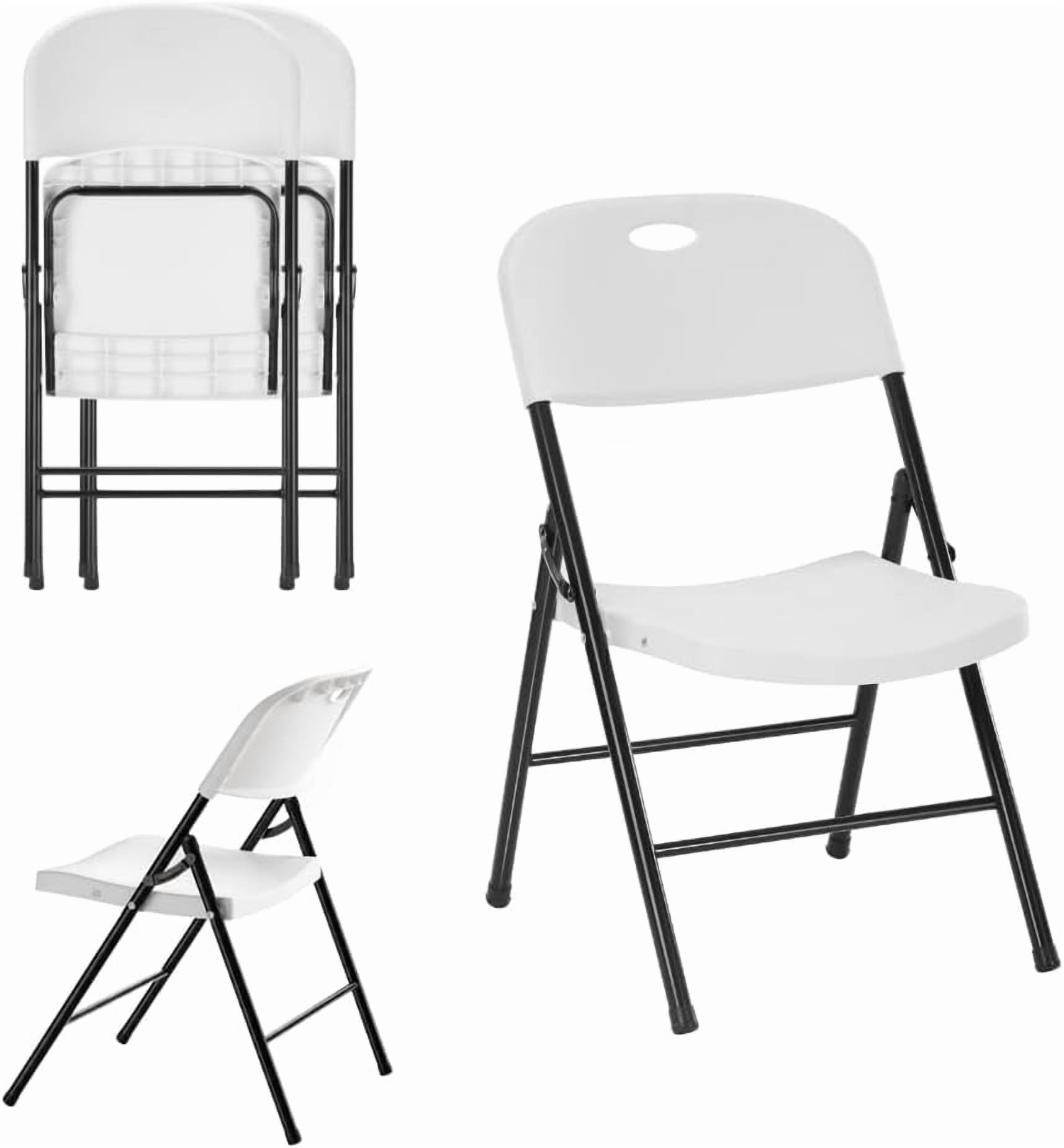 CYCLONE S·O·U·N·D Heavy Duty Plastic Foldable Chair for Adults, Portable Folding Chair for Patio, Backyard, Party, or Wedding — Comfortable Stackable Outdoor Chair, White (2 Pack)
