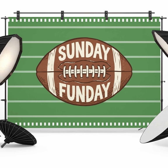 SUNDAY FUN DAY Photography Backdrop 7x5FT, American Rugby Football Green Stripes Photo Backdrops, Background for Photography Studio Photo Studio Background, Back Drop for Photoshoot