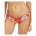 thumbnail image 1 of SUNDAZED Women's Orange Floral Stretch Ruffled Lined Moderate Coverage Shirred Bikini Swimsuit Bottom XS, 1 of 2