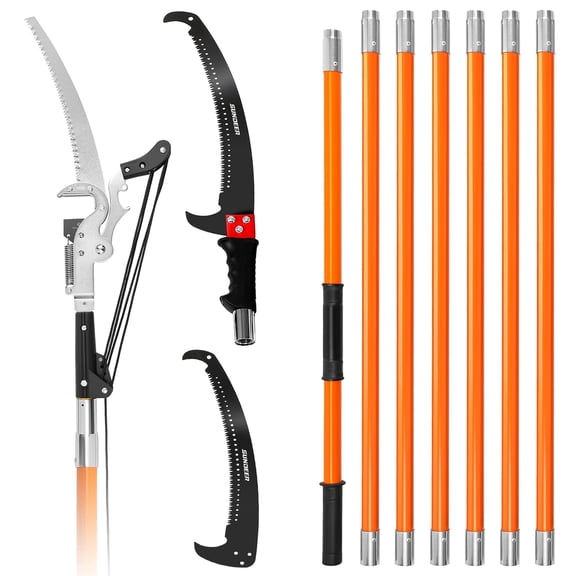 SUNDEER 27ft Extendable Manual Pole Saw for Tree Trimming with Sharp steel Blade and Heavy-Duty Lopper
