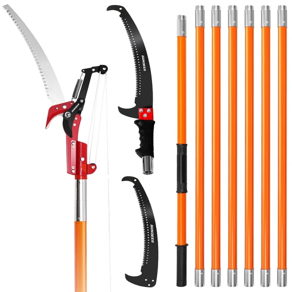 SUNDEER 27ft Manual Pole Saws for Tree Trimming 2 IN 1 Manual Pole Saw Extendable Tree Pruner
