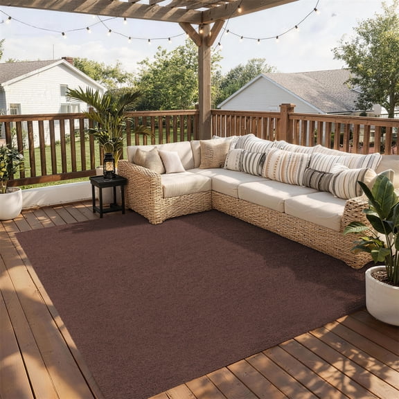 SUNDEER Indoor Outdoor Carpet 5x25 ft Dark Brown Marine Carpet with Waterproof TPE Backing