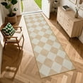 thumbnail image 1 of SUNDEREY 2'6''x8' Easy Jute Rugs for Hallway Entryway, 2.5x8 Non-Slip Washable Kitchen Rugs, Modern Checkered Hallway Rug, Farmhouse Neutral Soft Low Pile Carpet for Bedside Entry Front Door, Beige, 1 of 10