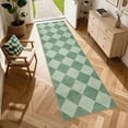 thumbnail image 1 of SUNDEREY 2'6''x8' Easy Jute Rugs for Hallway Entryway, 2.5x8 Non-Slip Washable Kitchen Rugs, Modern Checkered Hallway Rug, Farmhouse Neutral Soft Low Pile Carpet for Bedside Entry Front Door, Green, 1 of 10