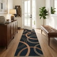thumbnail image 1 of SUNDEREY 2'6"x8' Geometri Kitchen Rug,Runner Rugs 2.6x8ft Hallway Easy Jute Rug,Non Slip Washable Circular Pattern Rug,Soft Non-Slip Khaki Indoor Carpet for Entryway Laundry Bedroom,Black, 1 of 9