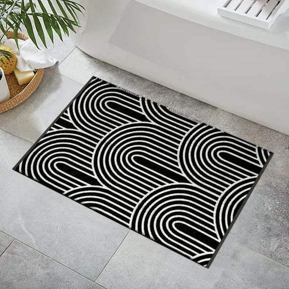 SUNDEREY 2'x3' Small Area Rug,Machine Washable Cotton Kitchen Rugs Non Slip Indoor Outdoor Door Mat,Farmhouse Rainbow Area Rug Throw Rugs for Entryway Doorway Bedroom,Black