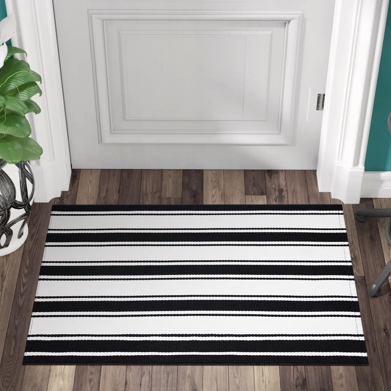 Front Patio Rug SUNDEREY 2'x3' Small Front Door Mat,2x3ft Washable Outdoor Rugs,Black ...