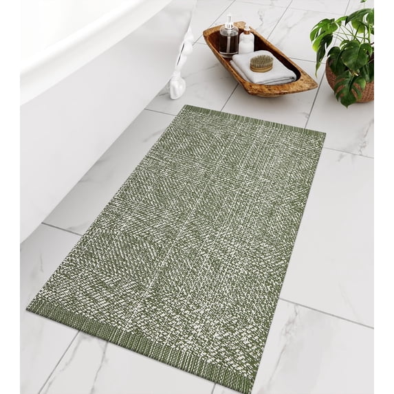 SUNDEREY 2'x3' Washable Bedroom Rug,2x3ft Bohemian Entryway Rug Front Door Mat Cotton Reversible Kitchen Mat Indoor Throw Rug Farmhouse Carpet for Foyer Front Porch Decor,Green