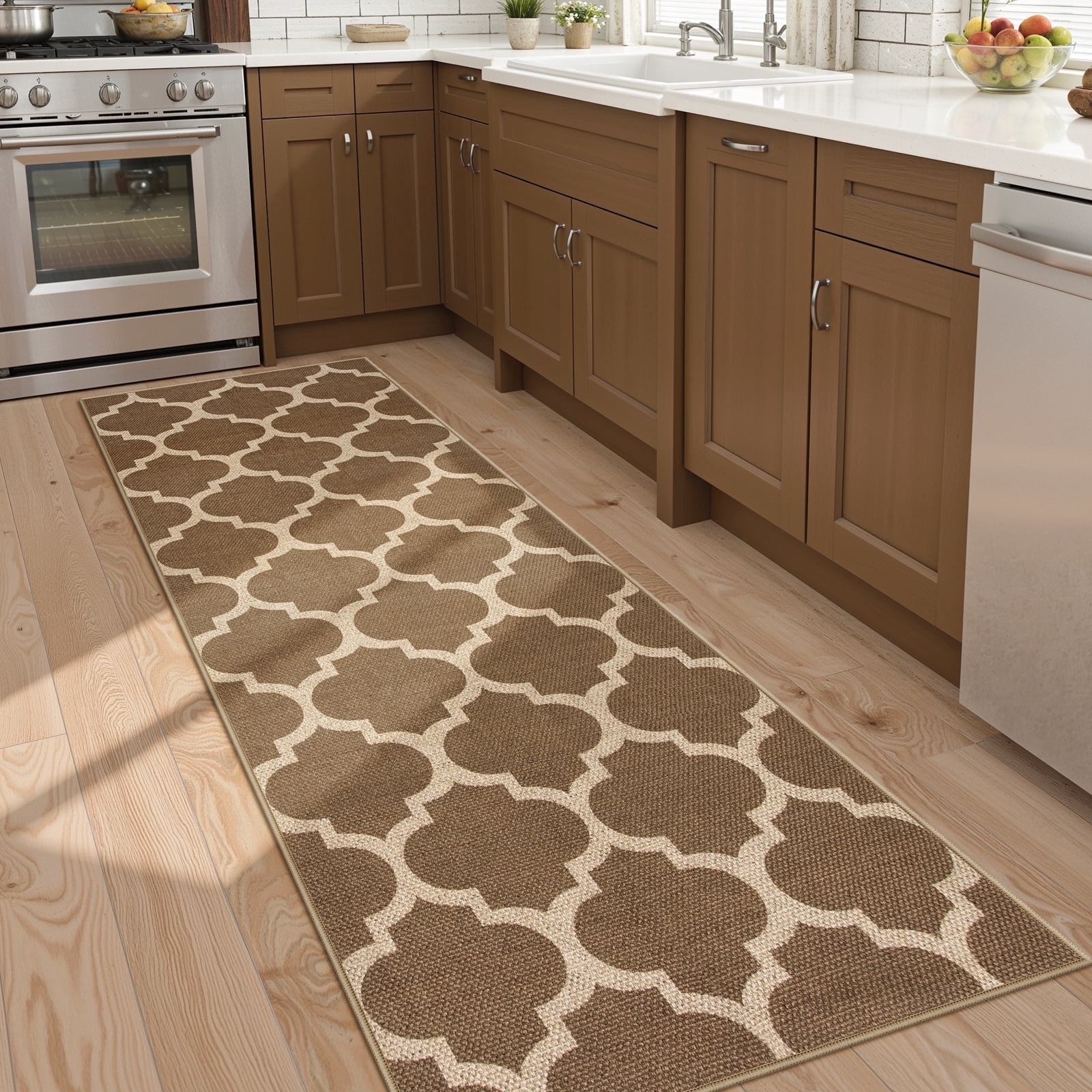 SUNDEREY 2'x6' Modern Kitchen Rug, 2x6ft Geometric Easy Jute Rug Non ...